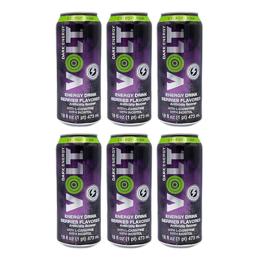 VOLT Energy Drink – Dark Energy Berries, Blue Energy Blueberries & Yellow Energy Guarana (12 fl oz & 16 fl oz, Multiple Packs)