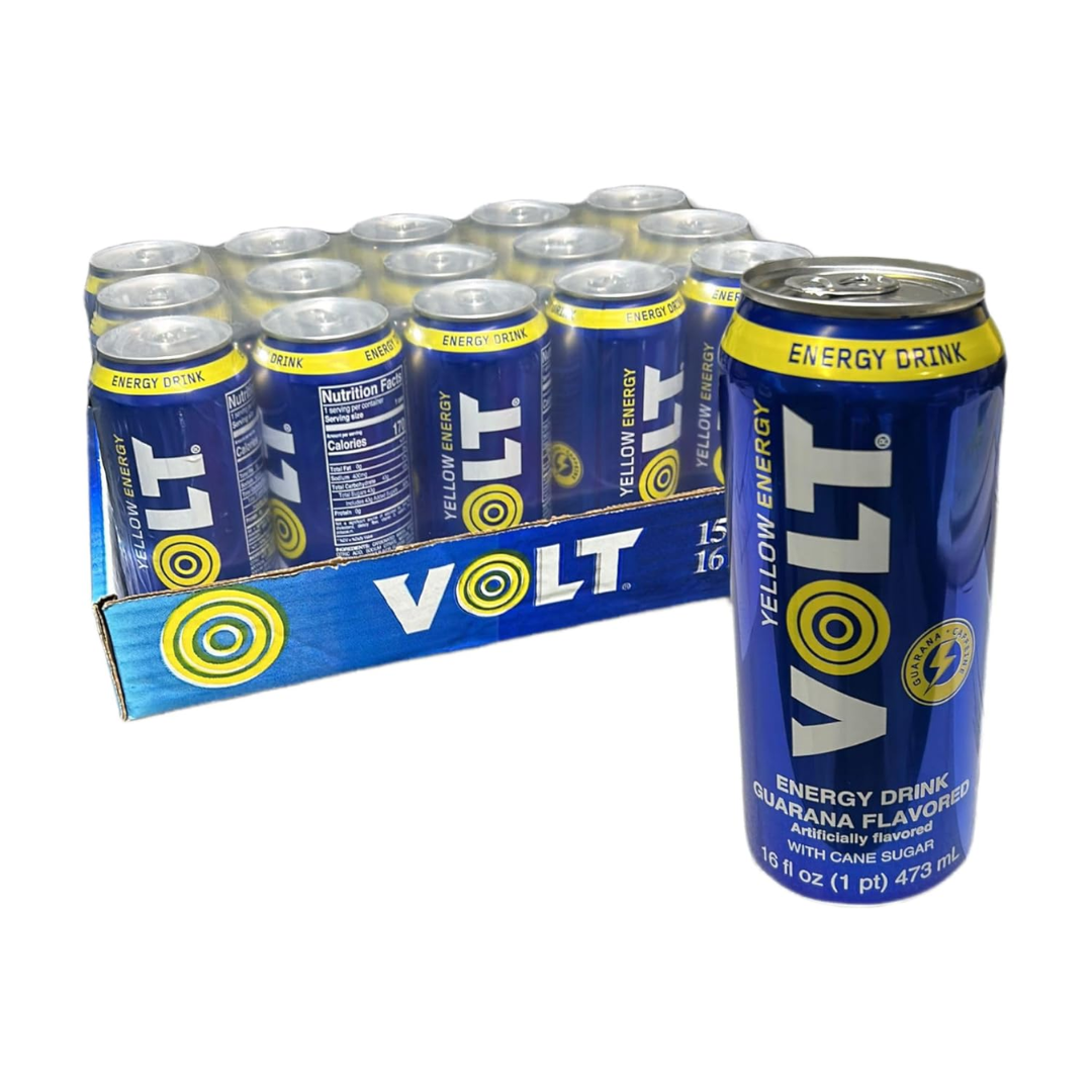 VOLT Energy Drink – Dark Energy Berries, Blue Energy Blueberries & Yellow Energy Guarana (12 fl oz & 16 fl oz, Multiple Packs)