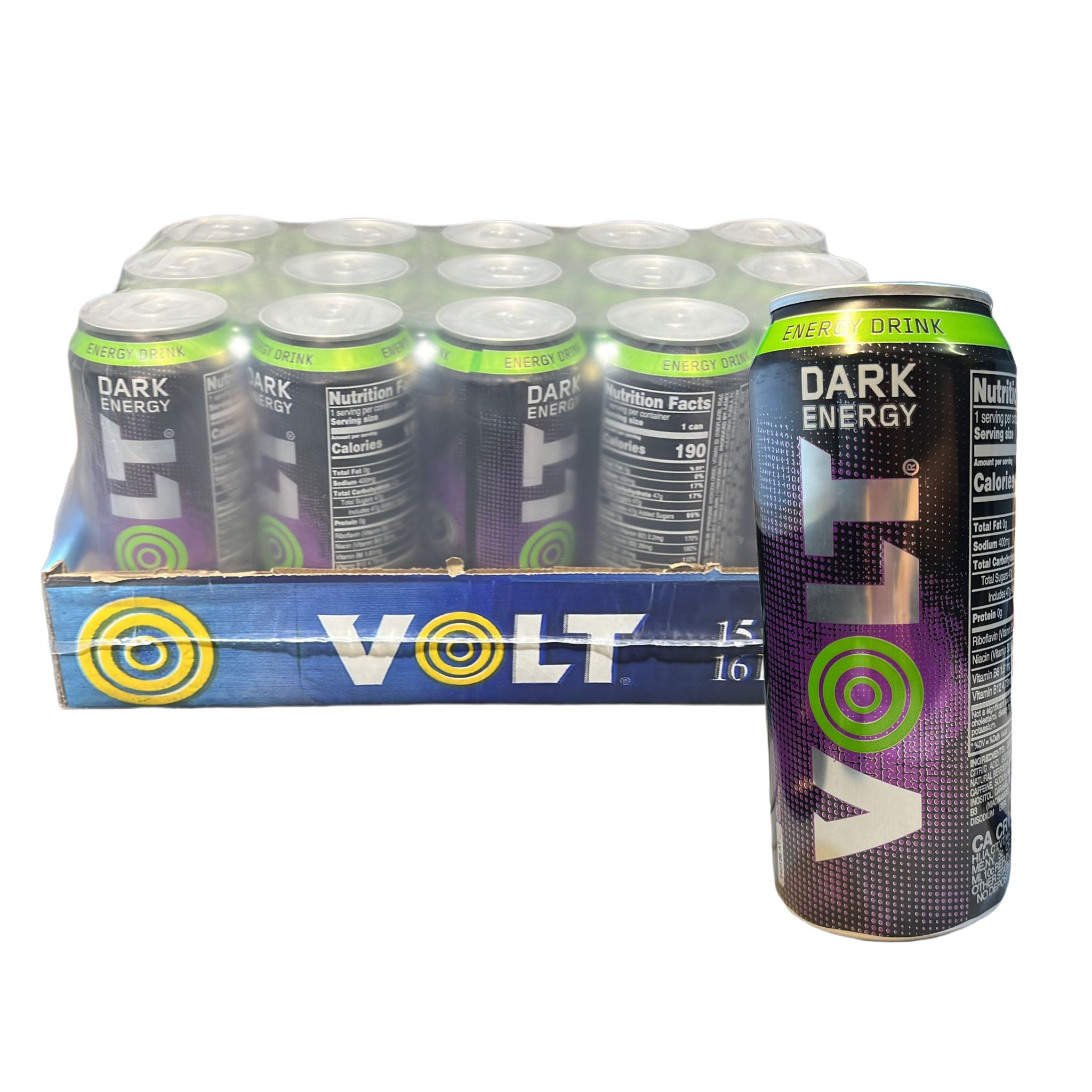 VOLT Energy Drink – Dark Energy Berries, Blue Energy Blueberries & Yellow Energy Guarana (12 fl oz & 16 fl oz, Multiple Packs)