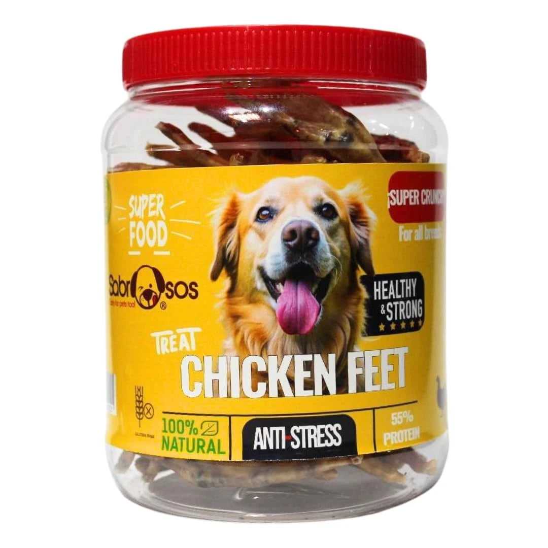 Sabrosos Chicken Feet Dog Treats Natural Dried Chicken  35 Pieces Jar