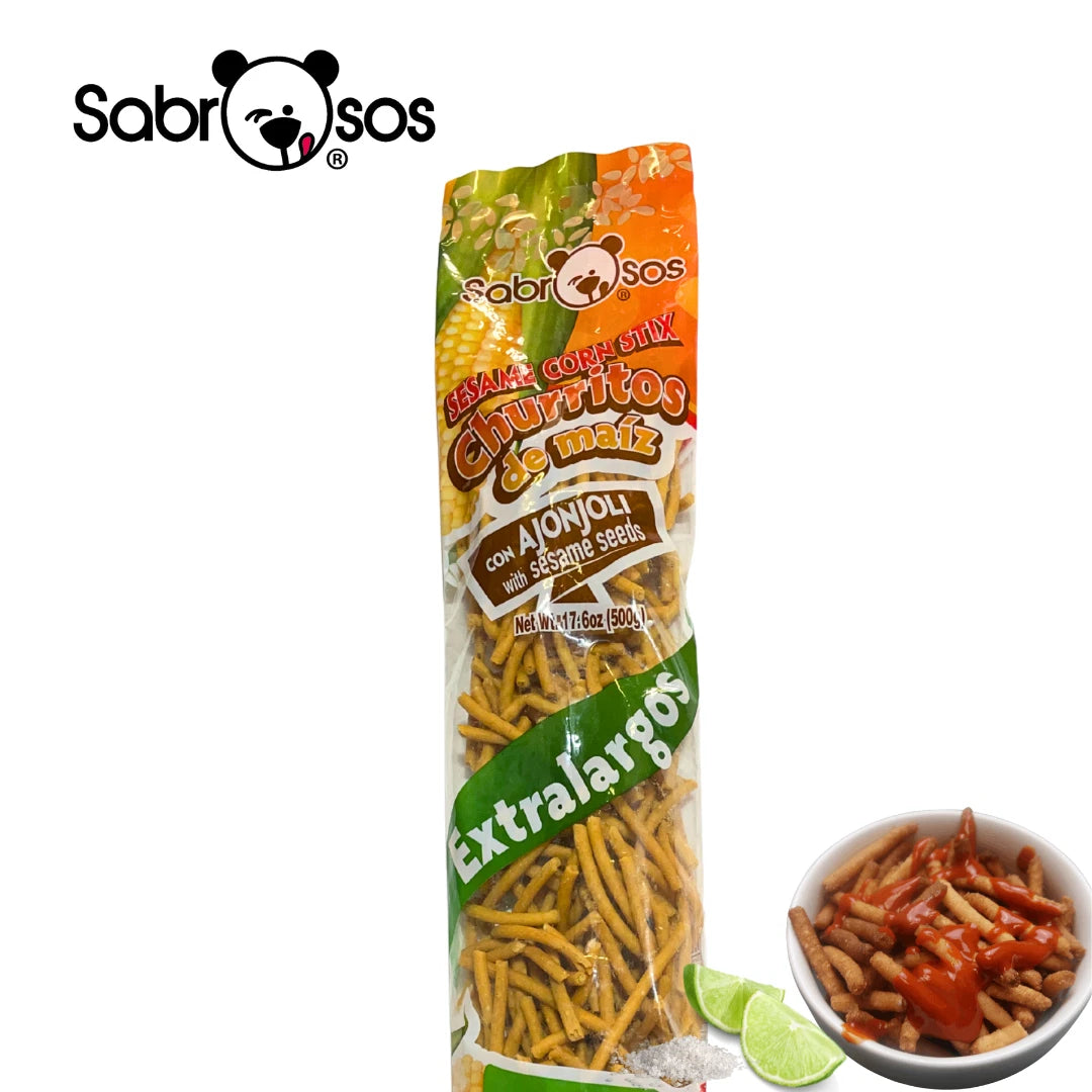 Sabrosos Churritos de Maiz con Ajonjoli  Sesame Corn Sticks - 2Pack