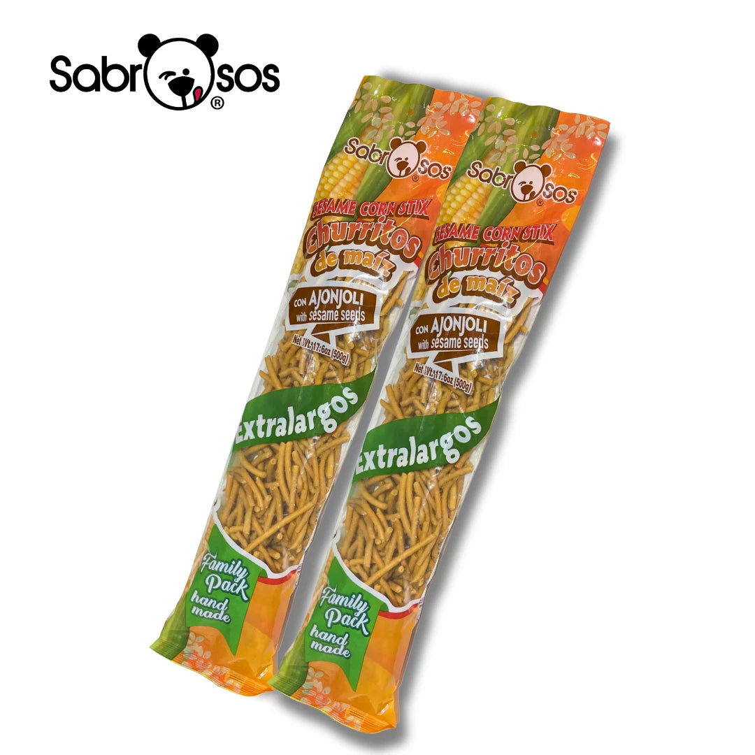 Sabrosos Churritos de Maiz con Ajonjoli  Sesame Corn Sticks - 2Pack