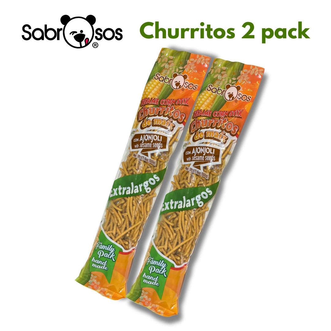 Sabrosos Churritos de Maiz con Ajonjoli  Sesame Corn Sticks - 2Pack